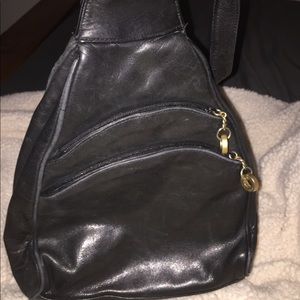 Leather black backpack